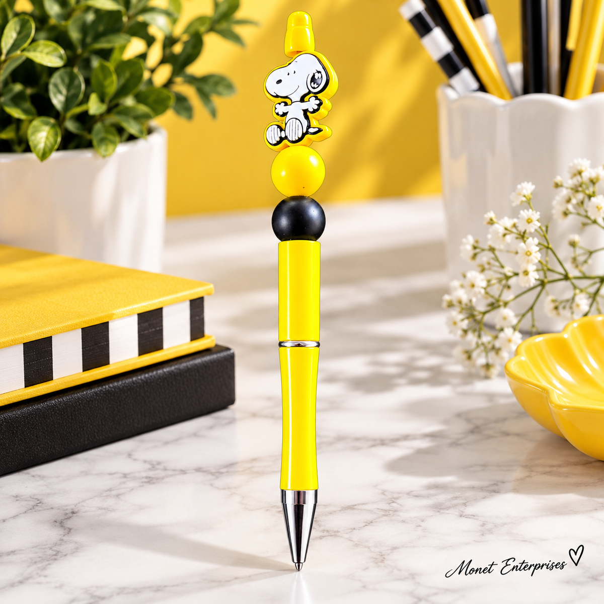 Snoopy Yellow Beaded Pen