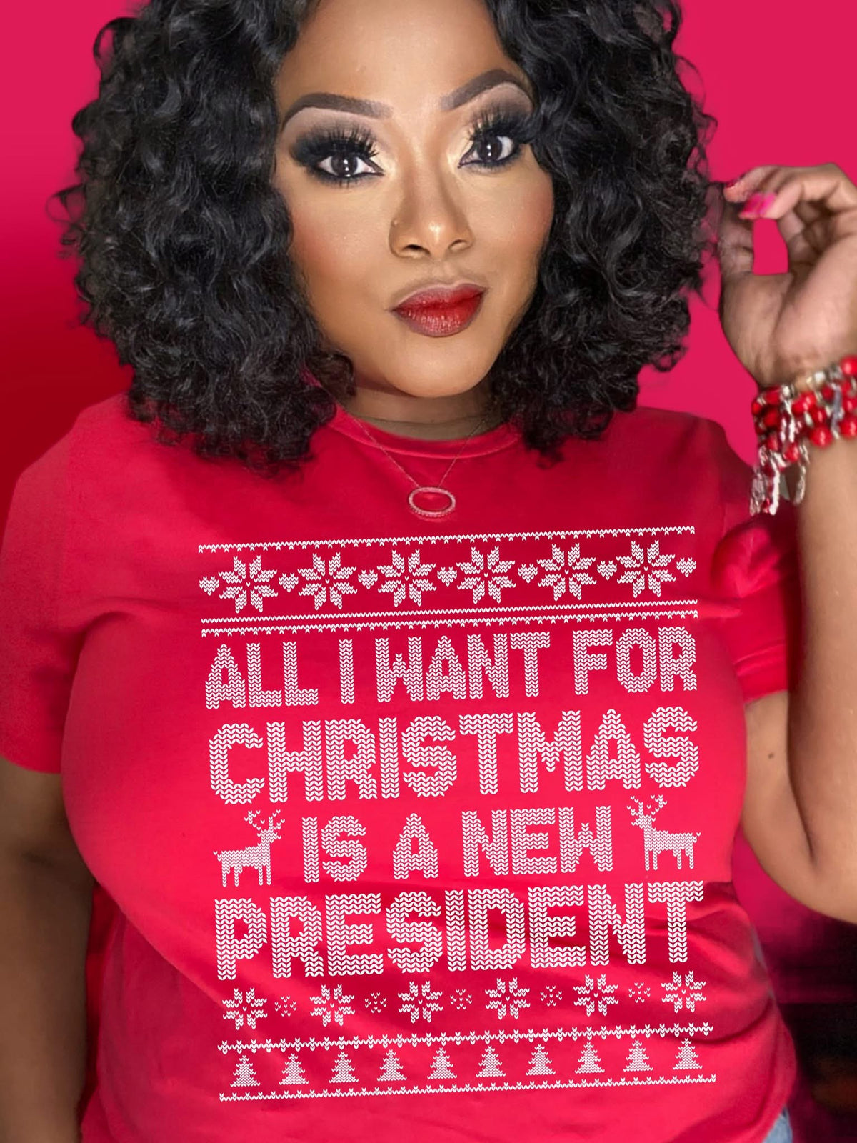 All I Want for Christmas Is a New President red T-shirt