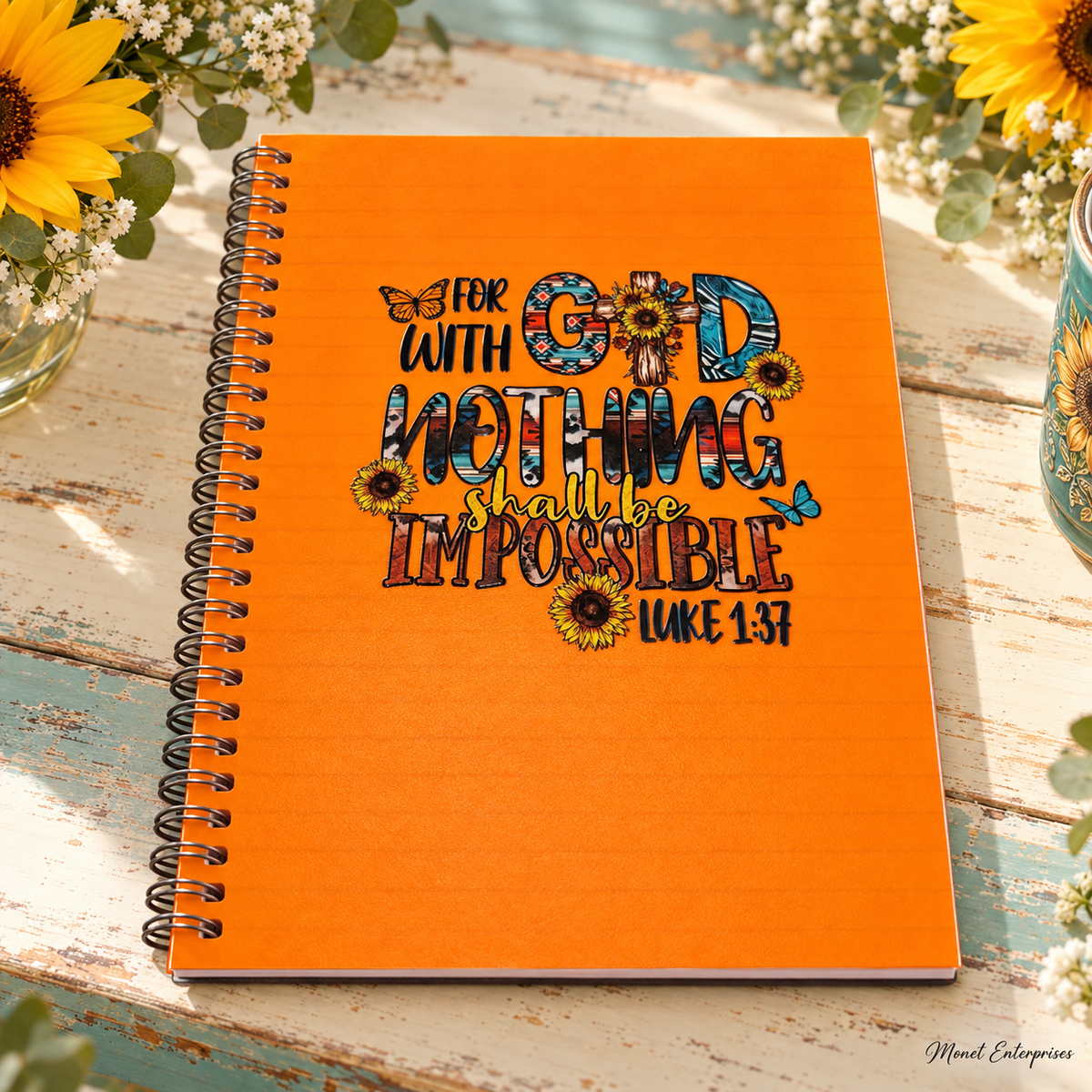 With God Nothing Shall Be Impossible small lined notebook