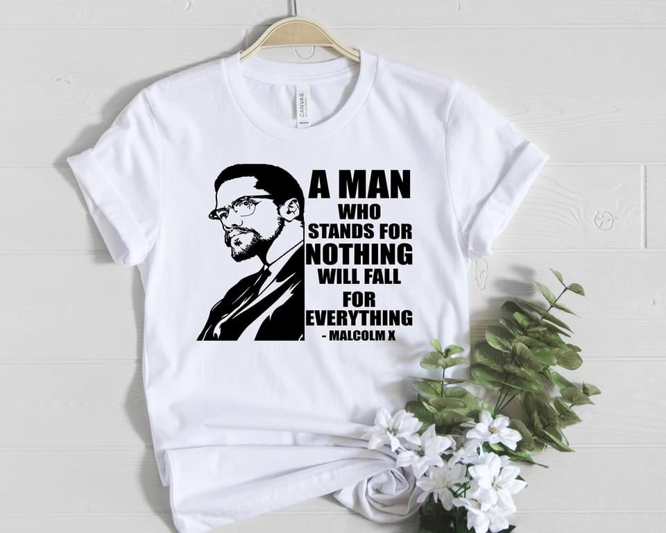 Malcolm X Stand for Something white graphic T-shirt