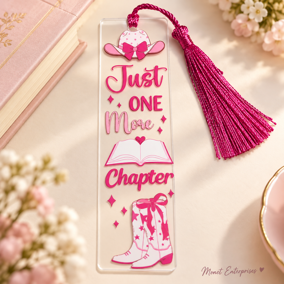 Just One More Chapter Pink Cowgirl Bookmark