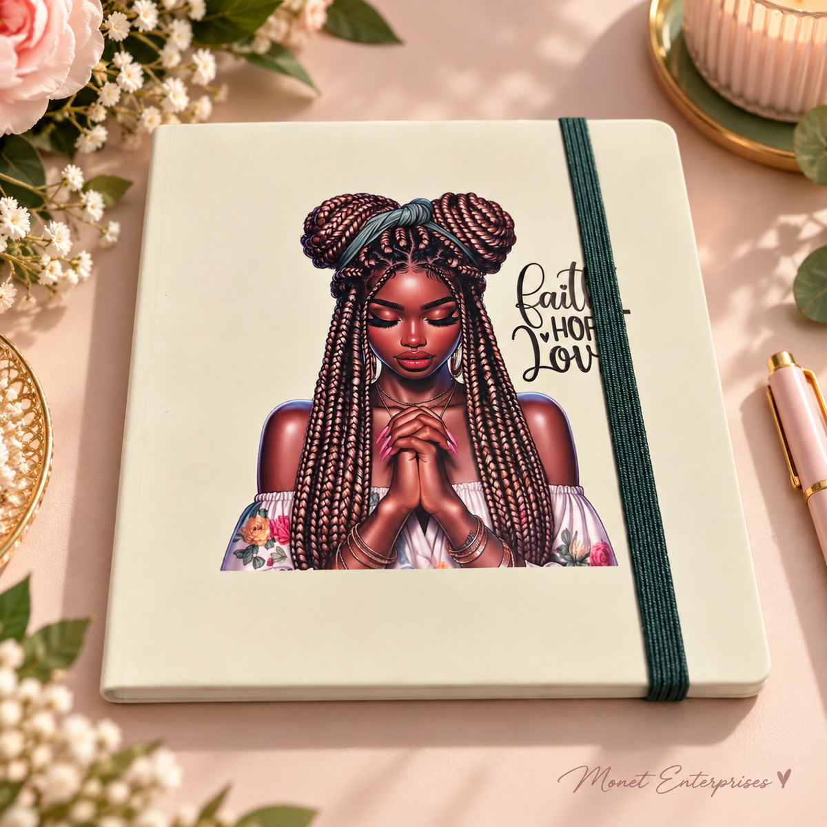 Faith Hope Love — Braided Beauty small lined notebook