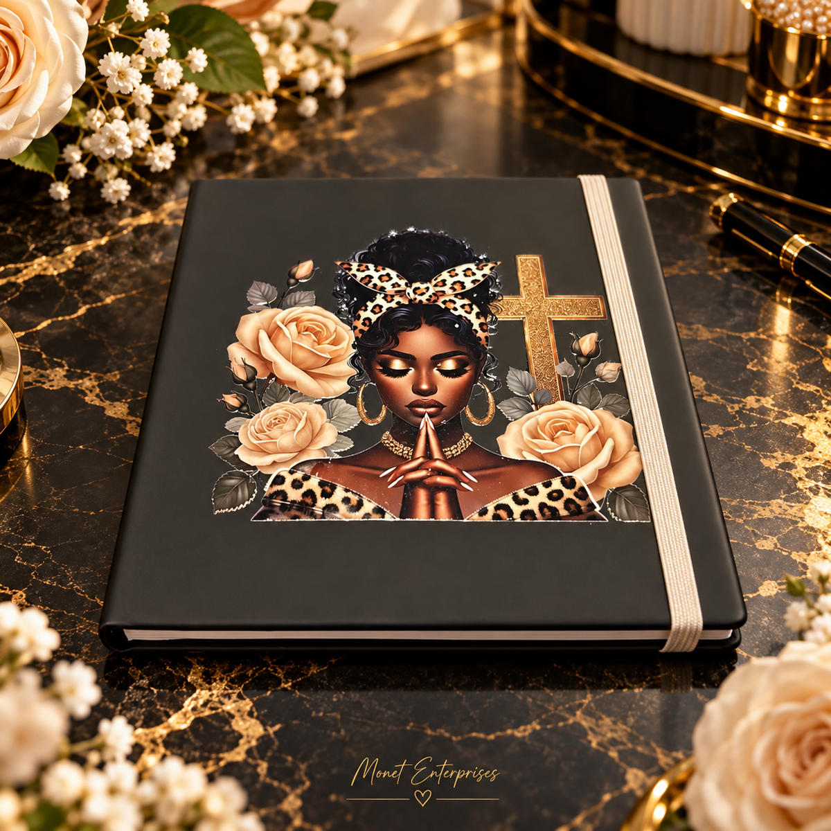 Golden Roses Prayer small lined notebook