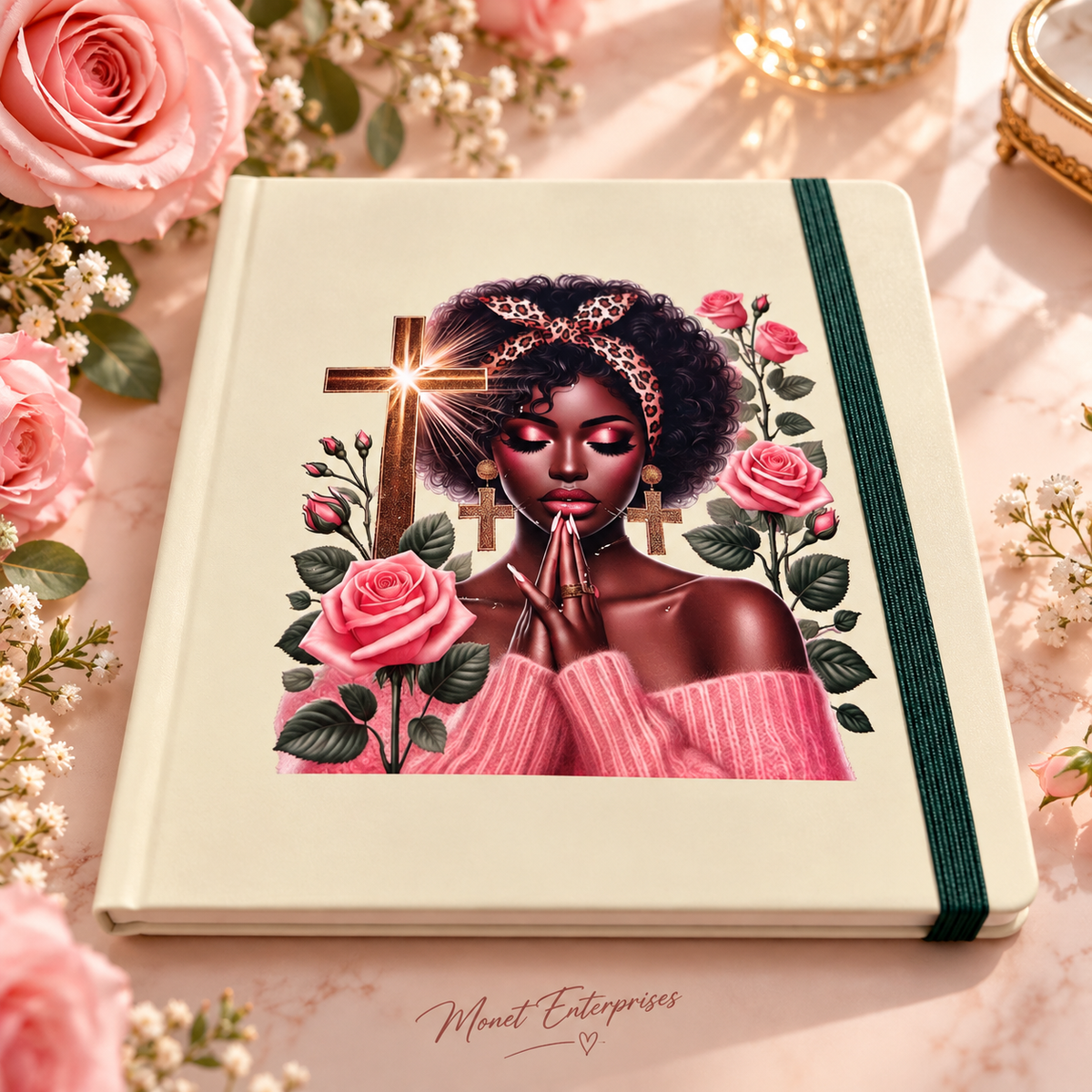 Pink Roses Prayer small lined notebook